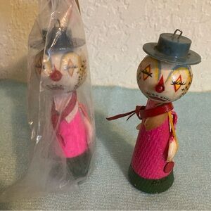 Vintage Silvestri  De Sala Different Clown Ornaments Paper Mache 1 In Package